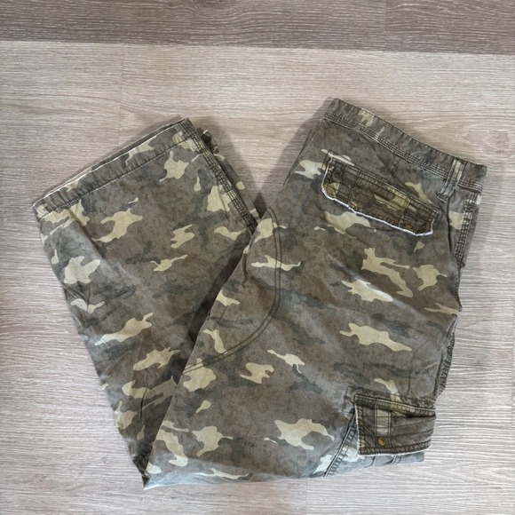 Old Navy Other - Y2K Old Navy Cargo Pants Mens‎ 40x29 Green Camo Cotton Loose Fit Military Style